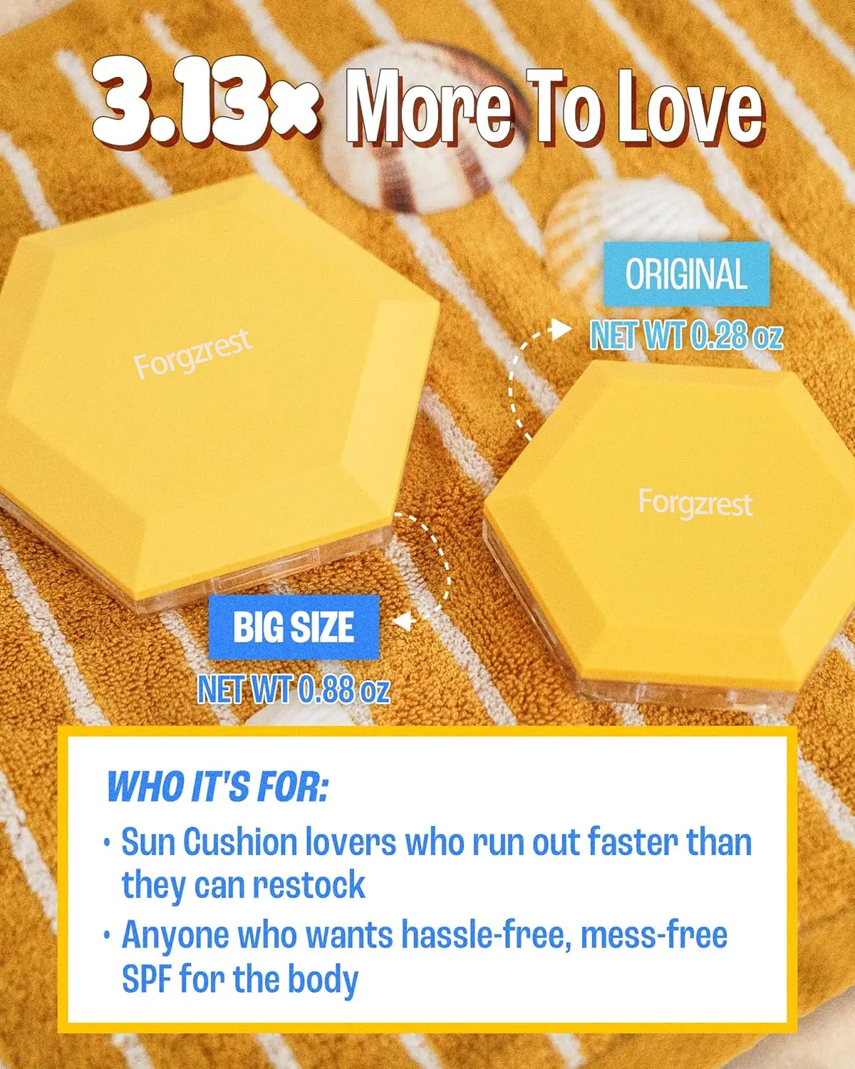Forgzrest Pang Pang Sun Cushion Plus SPF50+ PA++++ Korean Hypoallergenic Sun Cushion with Puff